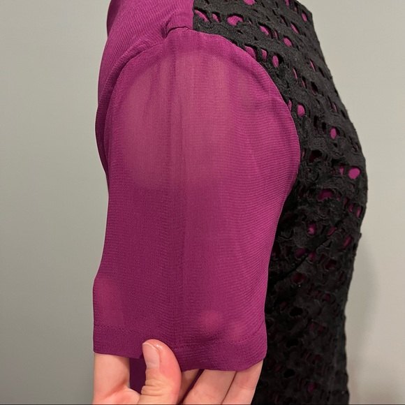 NWT French Connection Autumn Prune/Black Horse Lace Short Sleeve Tunic Dress 4 - Picture 6 of 9